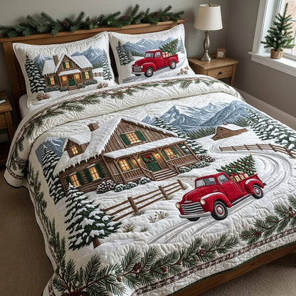 Christmas Farmhouse 3-Piece Quilted Bedding Set GFTOPND4109