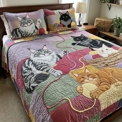 Maine Coon Yarn Heist 3-Piece Quilted Bedding Set GFTOPND4115