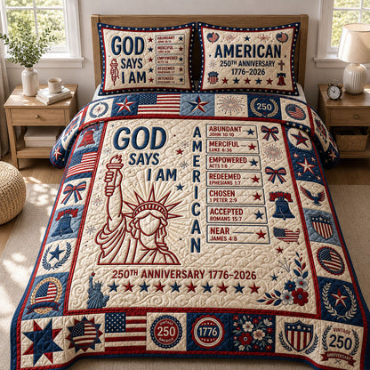 God Says I Am 3-Piece Quilted Bedding Set GFTOPND422