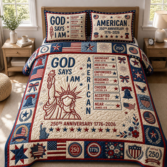 God Says I Am 3-Piece Quilted Bedding Set GFTOPND422