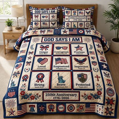 God Says I Am 3-Piece Quilted Bedding Set GFTOPND423