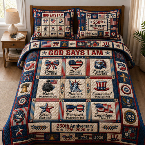 God Says I Am 3-Piece Quilted Bedding Set GFTOPND424