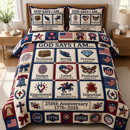 God Says I Am 3-Piece Quilted Bedding Set GFTOPND425