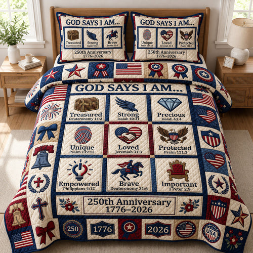 God Says I Am 3-Piece Quilted Bedding Set GFTOPND425