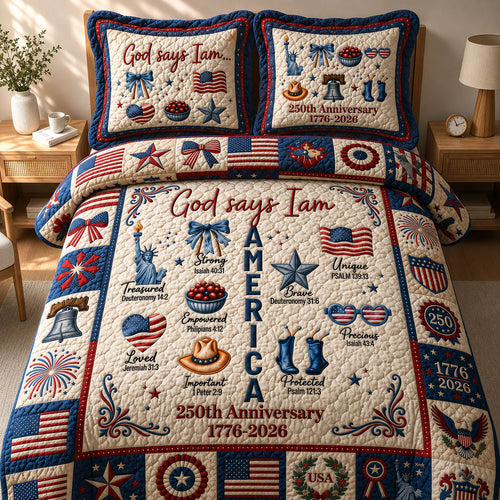 God Says I Am 3-Piece Quilted Bedding Set GFTOPND426