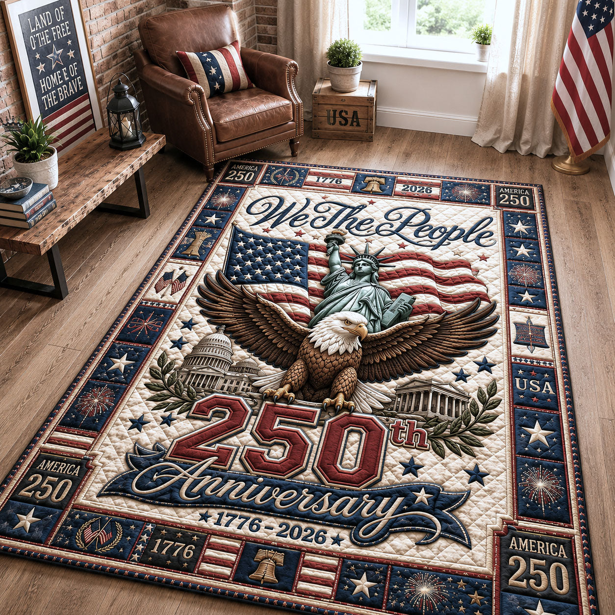 USA 250 Years Anniversary Area Rug GFTOPND44