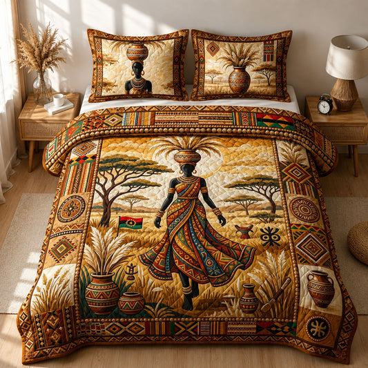 Melanin Queen 3-Piece Quilted Bedding Set GFTOPND454