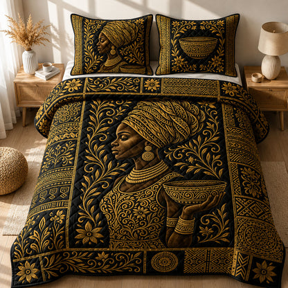Melanin Queen 3-Piece Quilted Bedding Set GFTOPND456