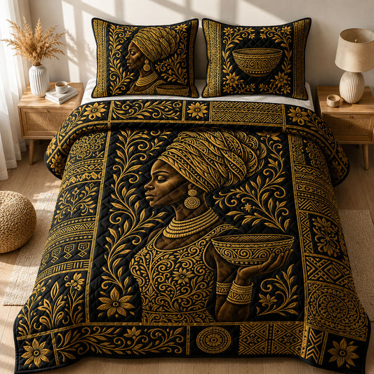 Melanin Queen 3-Piece Quilted Bedding Set GFTOPND456