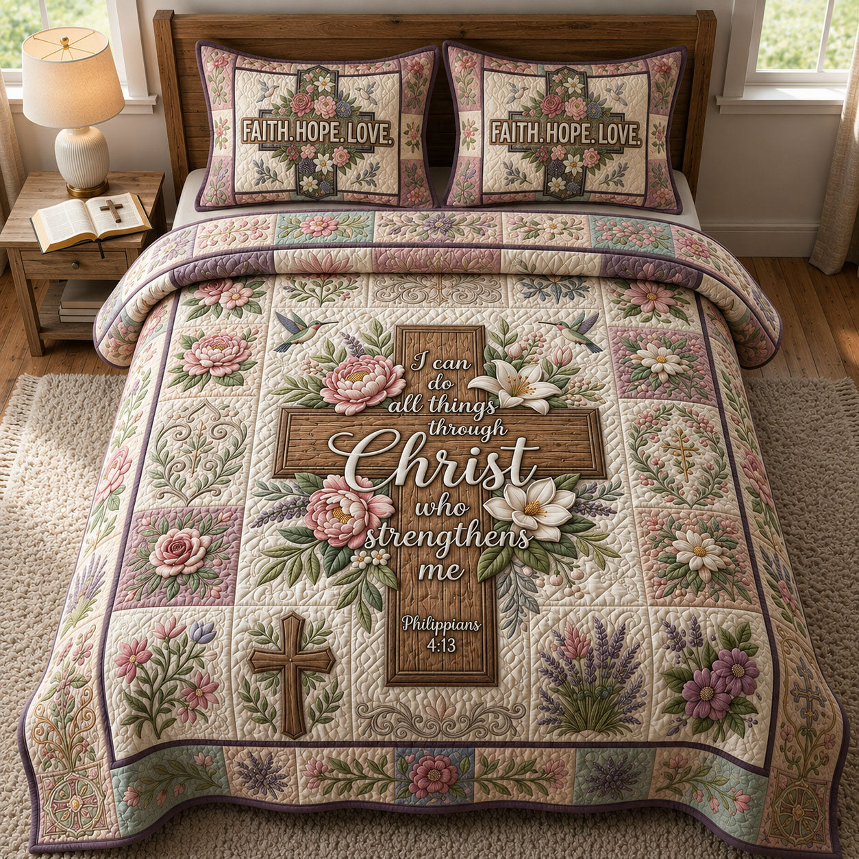 Christian Faith 3-Piece Quilted Bedding Set GFTOPND459