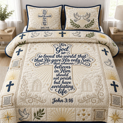 Christian Faith 3-Piece Quilted Bedding Set GFTOPND465