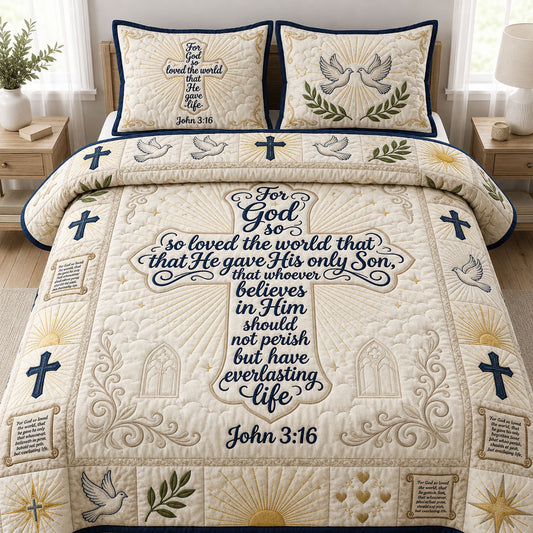 Christian Faith 3-Piece Quilted Bedding Set GFTOPND465