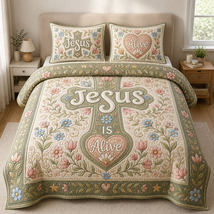 Jesus Is Alive 3-Piece Quilted Bedding Set GFTOPND468