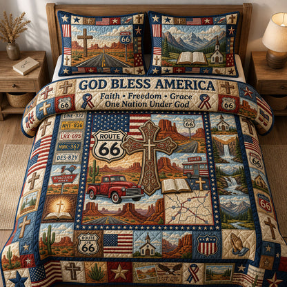 American Road Trip 3-Piece Quilted Bedding Set GFTOPND470
