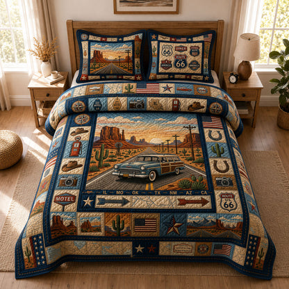 Route 66 Road Trip 3-Piece Quilted Bedding Set GFTOPND472