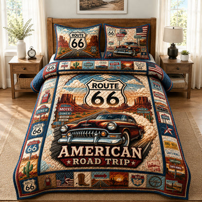American Road Trip 3-Piece Quilted Bedding Set GFTOPND474