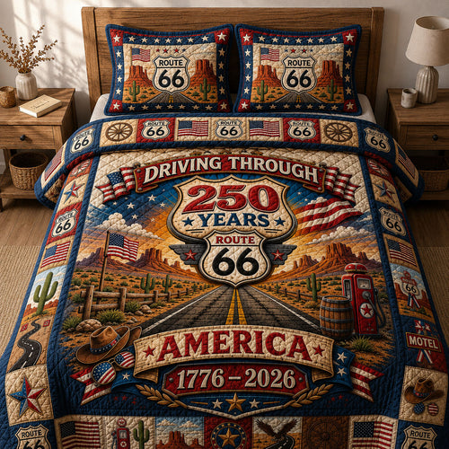 Route 66 America 250 3-Piece Quilted Bedding Set GFTOPND477