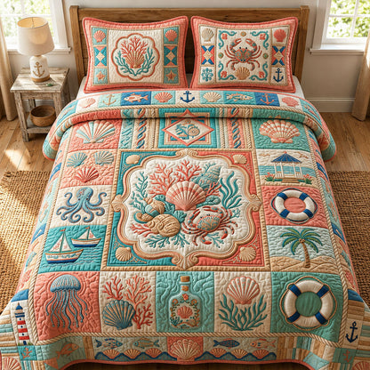 Ocean Creatures 3-Piece Quilted Bedding Set GFTOPND491