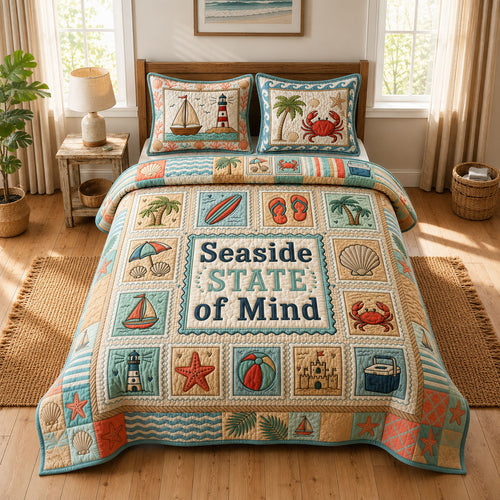 Seaside State Of Mind 3-Piece Quilted Bedding Set GFTOPND492
