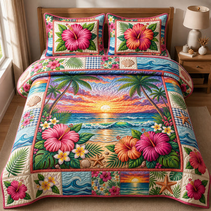 Aloha Hibiscus 3-Piece Quilted Bedding Set GFTOPND494