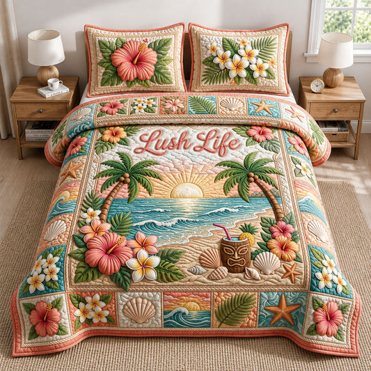 Tropical Beach 3-Piece Quilted Bedding Set GFTOPND495