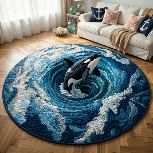 Orcinus orca Quilted Round Mat GFTOPND50