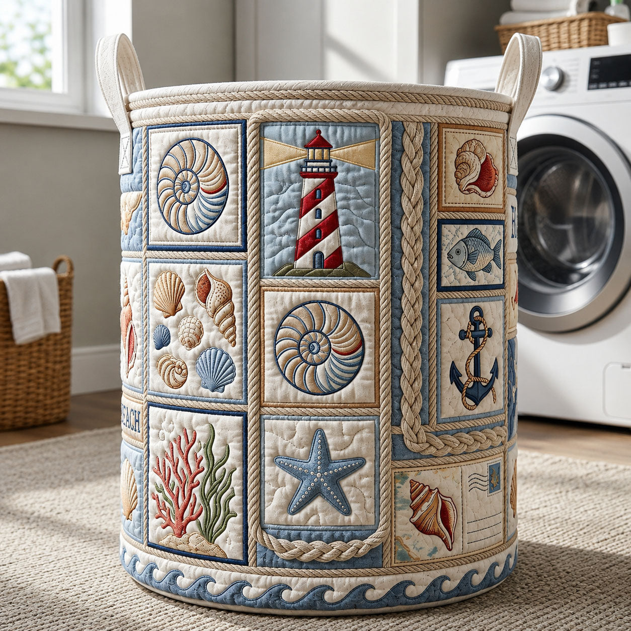 Ocean Creatures Quilted Laundry Basket GFTOPND516