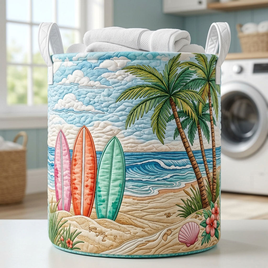 Ocean Surfboard Quilted Laundry Basket GFTOPND517