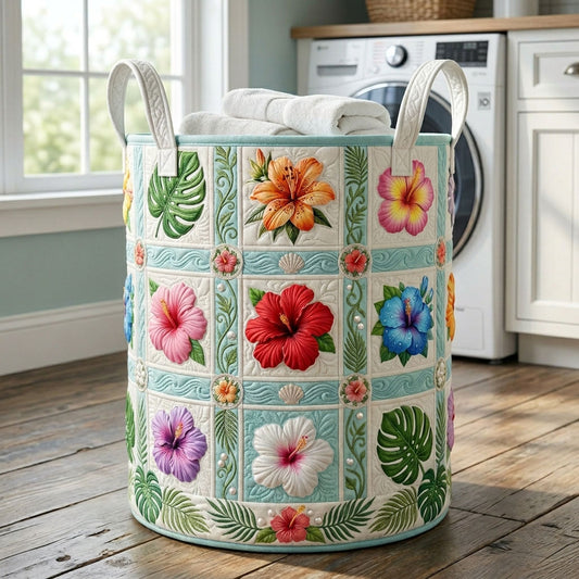 Tropical Flowers Quilted Laundry Basket GFTOPND518
