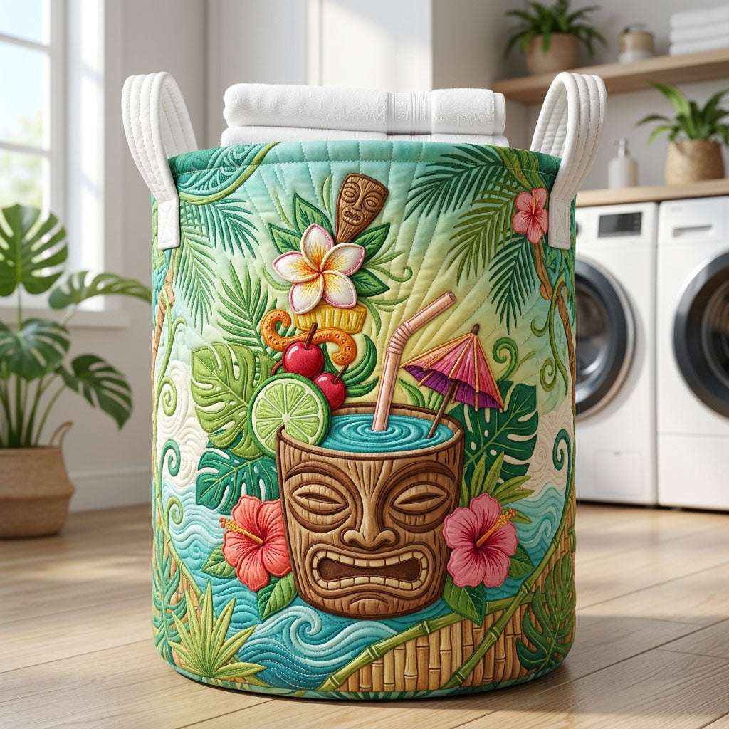Tropical Polynesian Tiki Drink Quilted Laundry Basket GFTOPND520