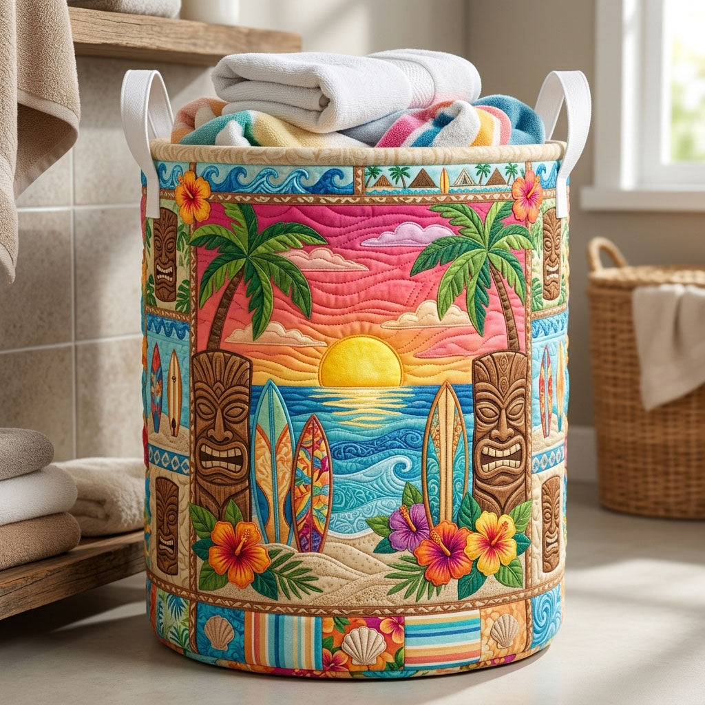 Tropical Polynesian Tiki Quilted Laundry Basket GFTOPND521