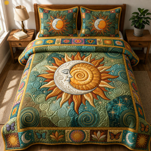 Moon Embracing The Sun 3-Piece Quilted Bedding Set GFTOPND528