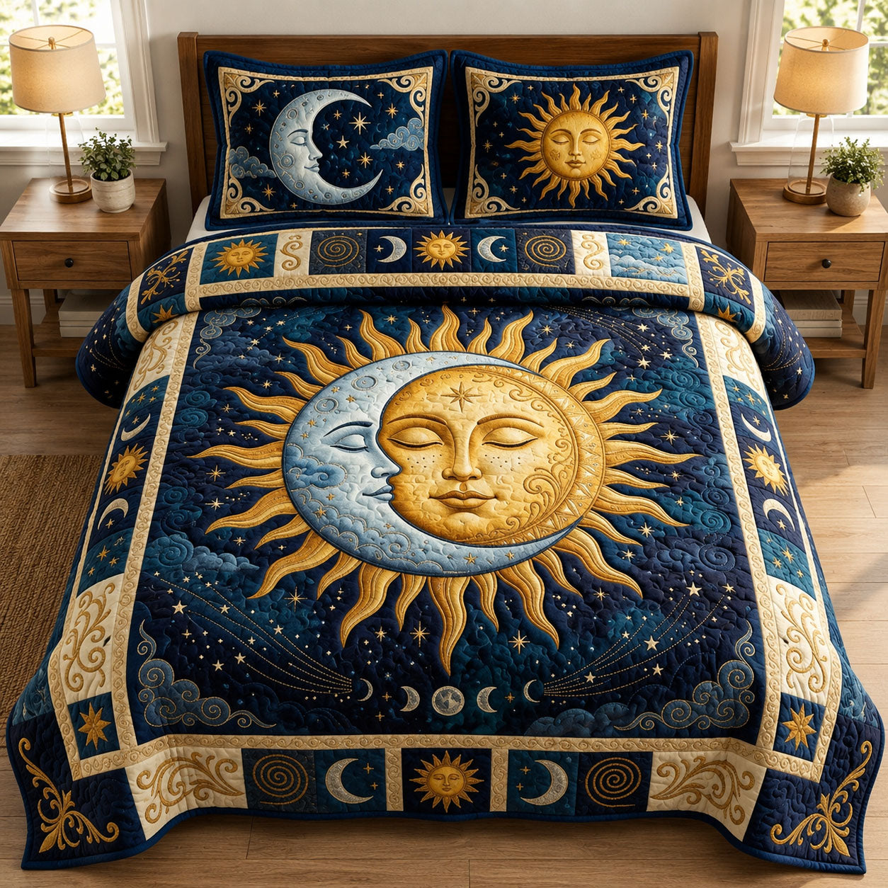 Moon Embracing The Sun 3-Piece Quilted Bedding Set GFTOPND529