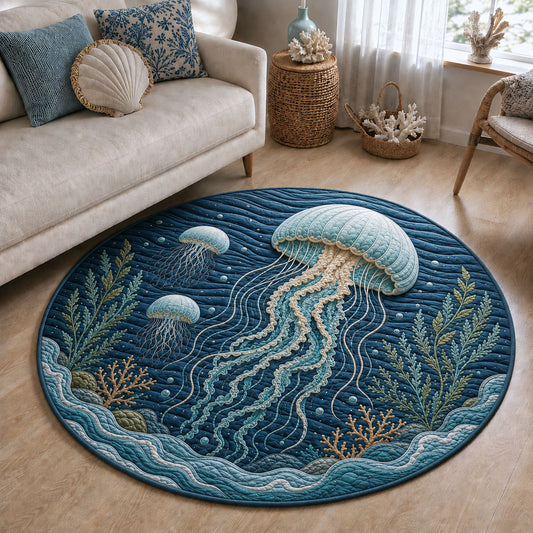 Jellyfish Ocean Quilted Round Mat GFTOPND53