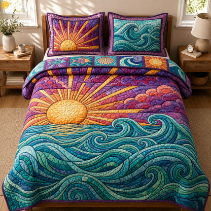 Beach Sunset 3-Piece Quilted Bedding Set GFTOPND530