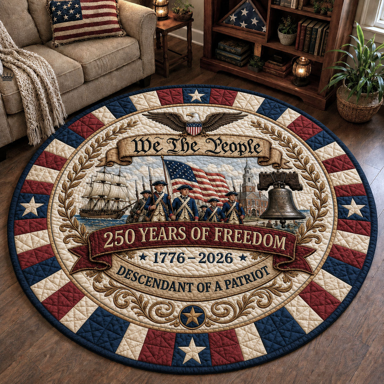 Descendant Of A Patriot Quilted Round Mat GFTOPND54