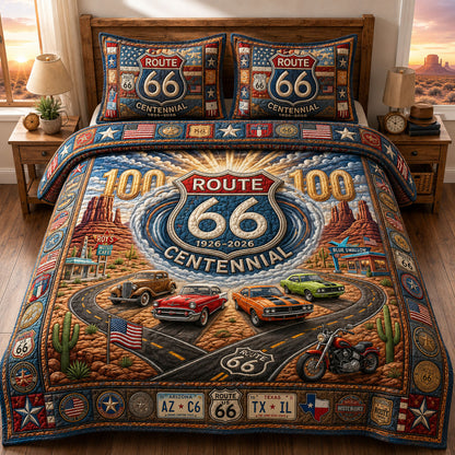 American Road Trip 3-Piece Quilted Bedding Set GFTOPND542
