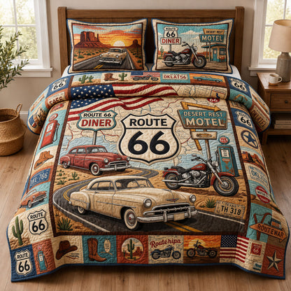 American Road Trip 3-Piece Quilted Bedding Set GFTOPND589