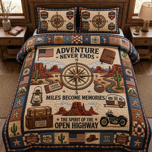 Americana Highway 3-Piece Quilted Bedding Set GFTOPND592