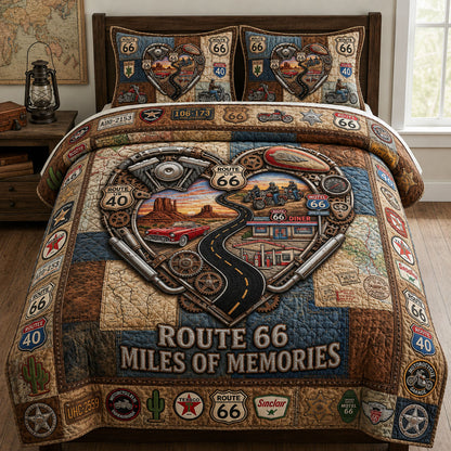Route 66 Mechanical Heart 3-Piece Quilted Bedding Set GFTOPND598