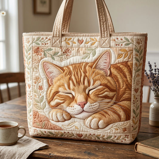 Orange Tabby Quilted Tote Bag GFTOPND607