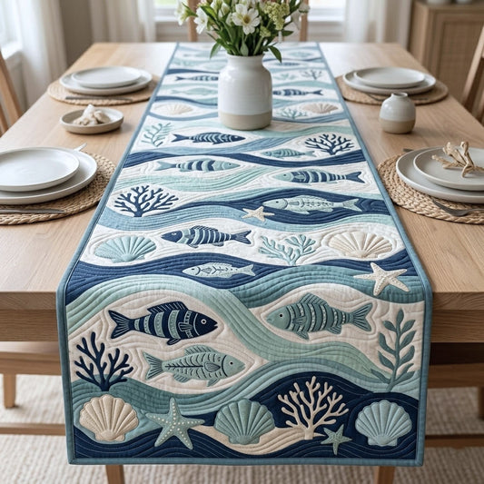 Ocean Wave Quilted Table Runner GFTOPND61