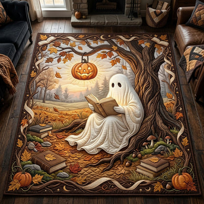 Ghost Reading Under Pumpkin Lantern Area Rug GFTOPND642