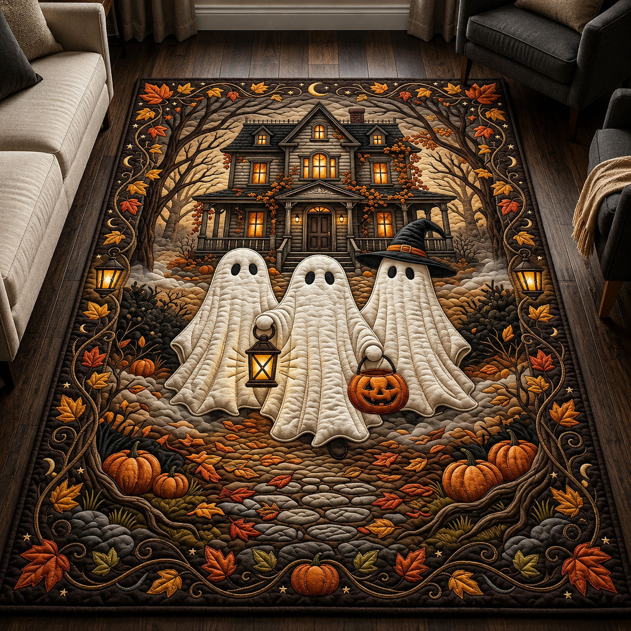 Ghost Trio With Lantern Area Rug GFTOPND643