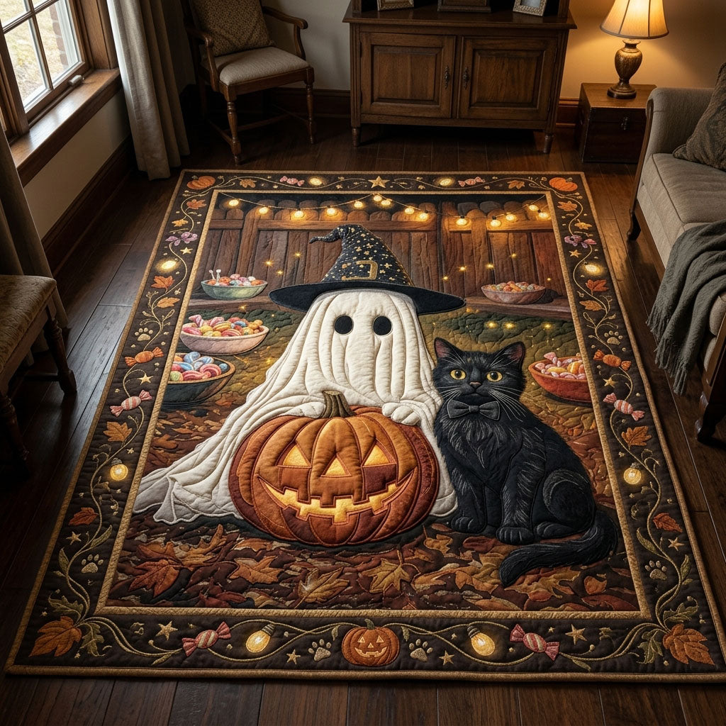 Trick Or Treat Ghost Cat Area Rug GFTOPND645