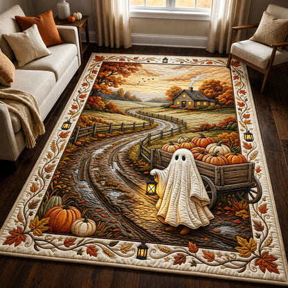 Ghost Pumpkin Wagon Autumn Landscape Area Rug GFTOPND647