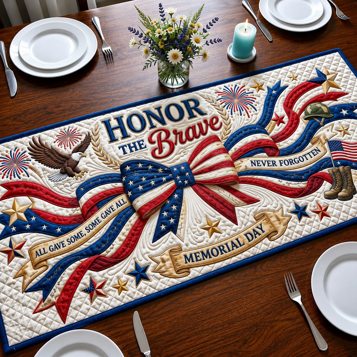 Honor The Brave Quilted Table Runner GFTOPND65