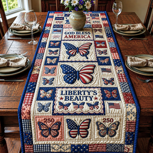 Patriotic Butterfly Quilted Table Runner GFTOPND67