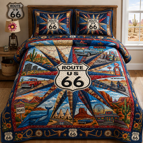 Route 66 Road Trip 3-Piece Quilted Bedding Set GFTOPND689