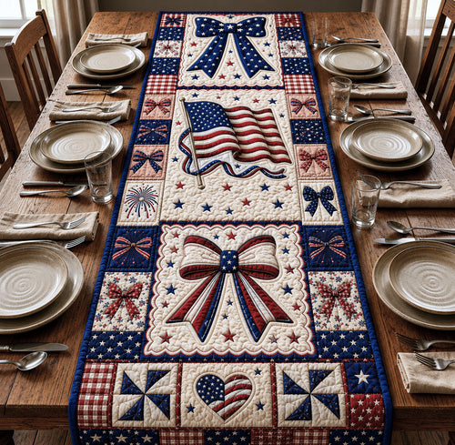 Coquette America Bow Quilted Table Runner GFTOPND69
